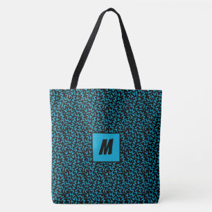 Bold Blue Abstract Monogram Tote Bag