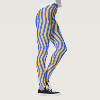 Bold Blue and Gold Chevron Zigzag Pattern  Leggings