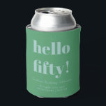 Bold Blue and Green Modern 50th Birthday Custom Can Cooler<br><div class="desc">Bold Typography Blue and Green Modern 50th Birthday Custom  Can Cooler</div>