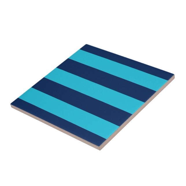 Bold Blue and Navy Stripes Tile (Side)