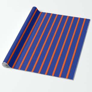 Bold Blue and Orange Spaced Stripes Vertical Wrapping Paper