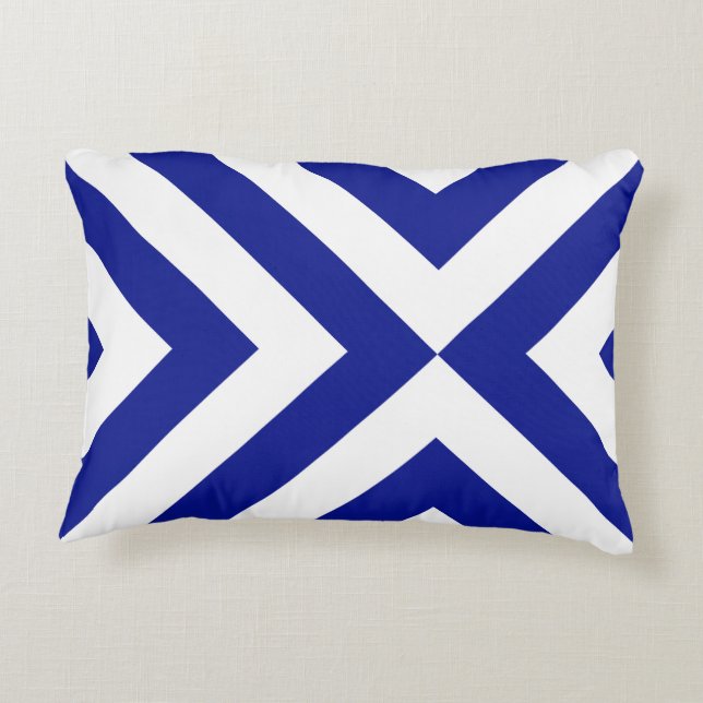 Bold Blue and White Chevrons Decorative Pillow (Back)