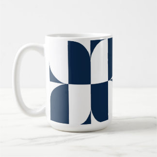 Bold Blue and White Mid-Century Modern Geometric L Coffee Mug