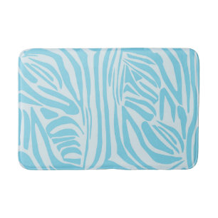 Bold Blue and White Zebra Print Bath Mat