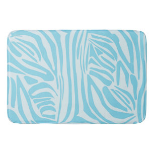 Bold Blue and White Zebra Print Bath Mat