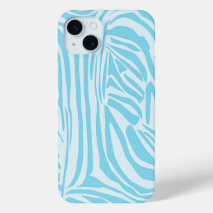 Bold Blue and White Zebra Print iPhone 15 Mini Case