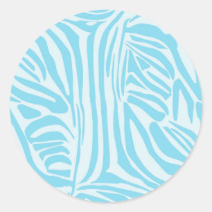 Bold Blue and White Zebra Print Classic Round Sticker