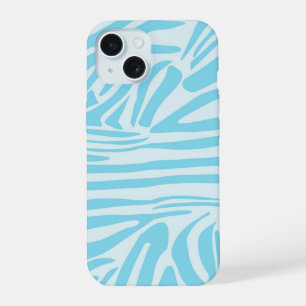 Bold Blue and White Zebra Print iPhone 15 Case