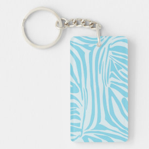 Bold Blue and White Zebra Print Keychain
