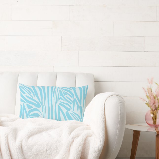 Bold Blue and White Zebra Print Lumbar Pillow (Couch)