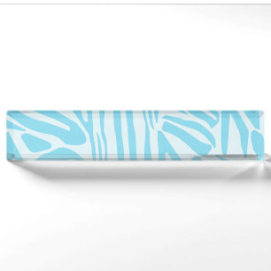 Bold Blue and White Zebra Print Nameplate
