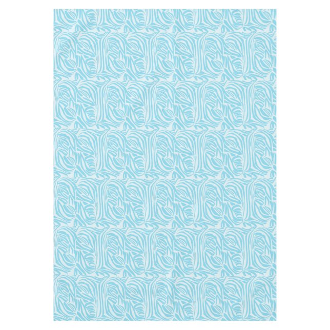 Bold Blue and White Zebra Print Tablecloth (Front)