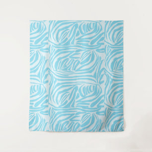 Bold Blue and White Zebra Print Tapestry