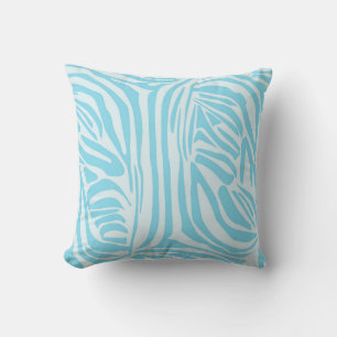 Bold Blue and White Zebra Print Throw Pillow