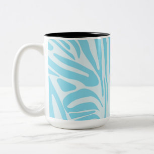 Bold Blue and White Zebra Print Two-Tone Coffee Mug