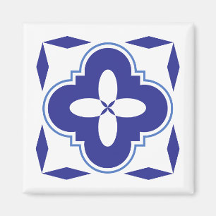 Bold blue azulejo magnet