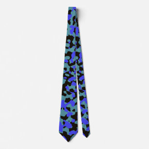 Bold Blue Camouflage in Teal and Black Tie