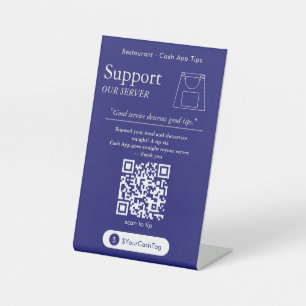Bold Blue Cash App Tips QR Code Sign