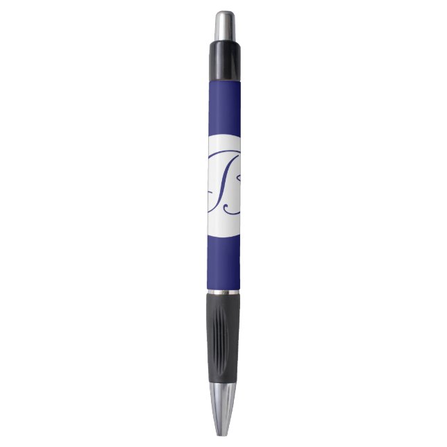 Bold Blue Circle Monogram Pen (Front Vertical)