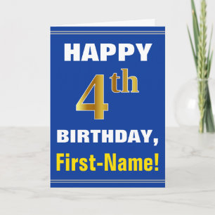 Bold, Blue, Faux Gold 4e anniversaire avec carte d