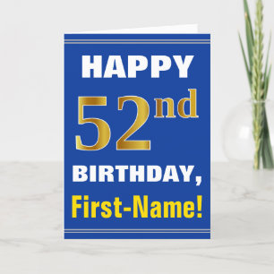 Bold, Blue, Faux Gold 52e anniversaire avec carte 