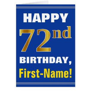 Bold, Blue, Faux Gold 72e anniversaire avec carte 