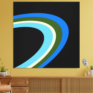 Bold Blue Green Black Saturn's Rings Reimagined  Canvas Print