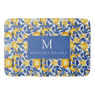 Bold Blue Italian Positano Lemon Bath Mat