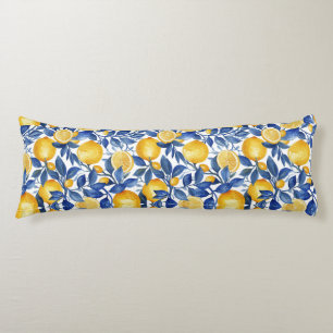 Bold Blue Italian Positano Lemon Body Pillow