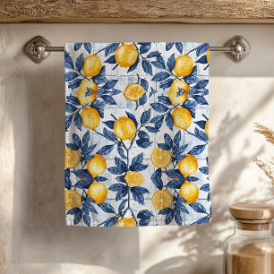 Bold Blue Italian Positano Lemon Hand Towel