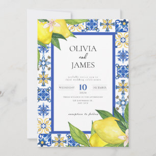 Bold Blue Italian Positano Lemon  Invitation