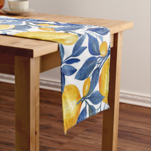 Bold Blue Italian Positano Lemon Short Table Runner
