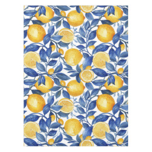 Bold Blue Italian Positano Lemon Tablecloth