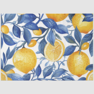 Bold Blue Italian Positano Lemon Tissue Paper