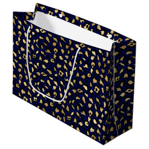 Bold Blue Leopard Print Glam Animal Pattern Large Gift Bag