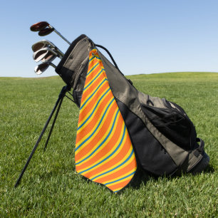 Bold Blue, Orange And Yellow Stripe Pattern Golf Towel