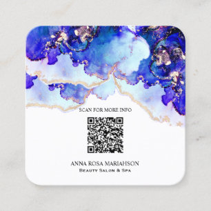 *~* BOLD Blue QR CODE Yummy Gold Gilded AP29 Square Business Card