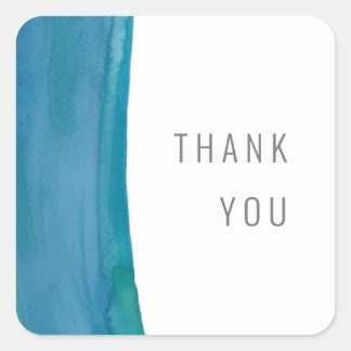 Bold blue watercolor wave wedding sticker