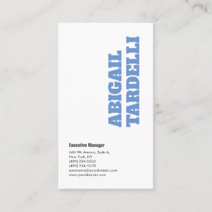 Bold Blue White Minimalist Modern Elegant Business Card