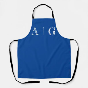 Bold Blue with White Print Apron- Customizable Apron