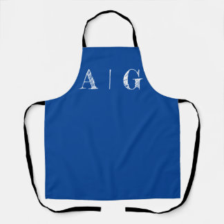  Bold Blue with White Print Apron- Customizable Apron