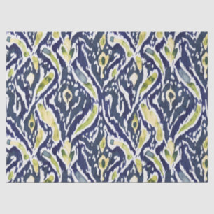 Bold Blue Yellow Abstract Classy Ikat Pattern Tissue Paper