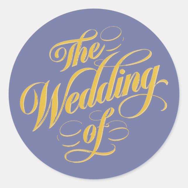 Bold Blueberry On Sunshine Typography Wedding Classic Round Sticker (Front)