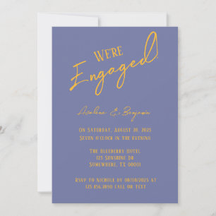 Bold Blueberry Sunshine Typography Engagement  Invitation