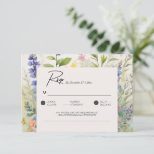 Bold Bohemian Colourful Wildflower Unique RSVP Car Card
