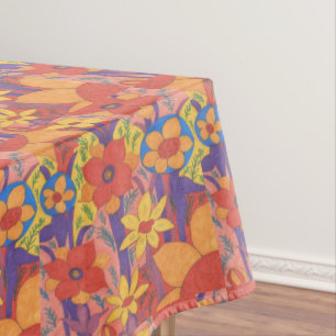Bold Bohemian Orange Garden Print Tablecloth