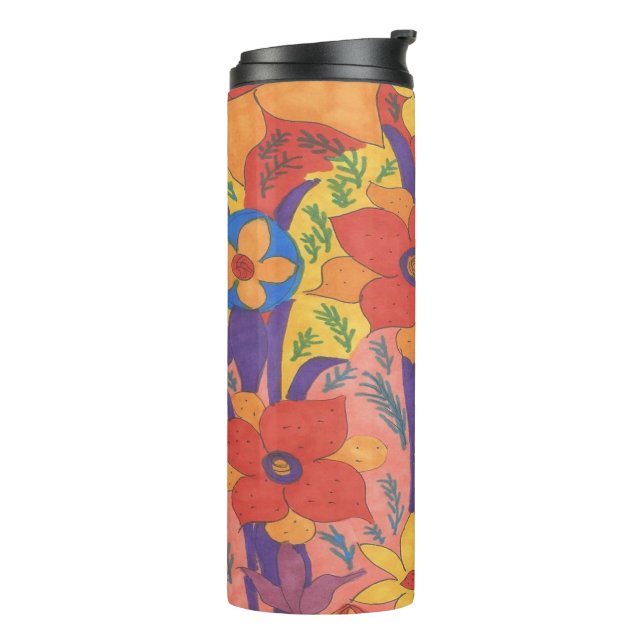 Bold Bohemian Orange Garden Print  Thermal Tumbler (Rotated Left)