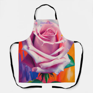 Bold Bohemian Pink Rose Artsy Personalized Apron