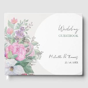Bold Boho Wildflowers Watercolor Art Guest Book