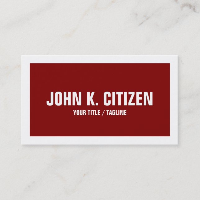 Bold Border Business Card - red and white (Front)